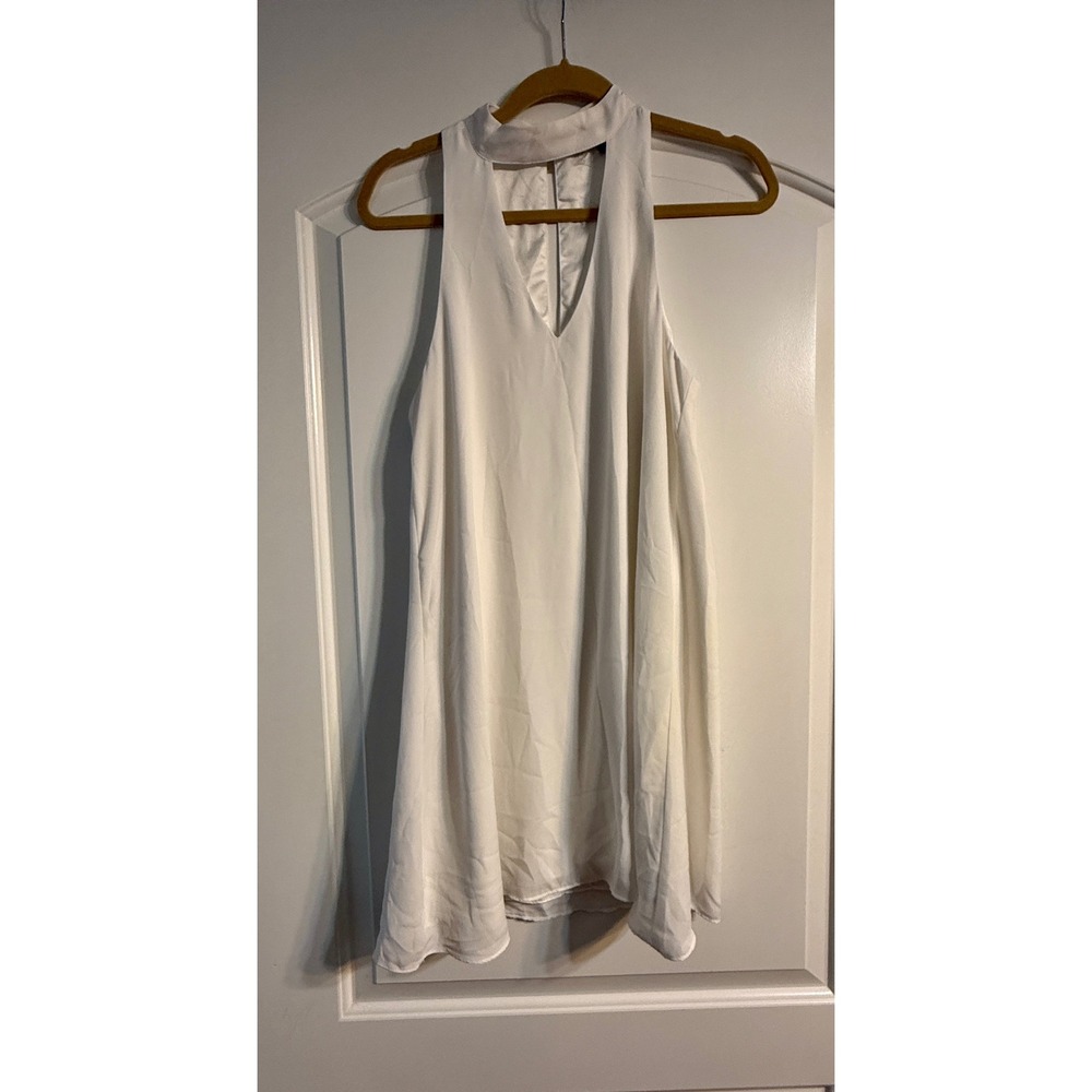 Lulus‎ Shift Dress Womens Size Medium White High Neck Cutout Mini Bridal Chic